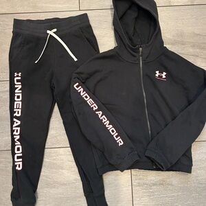 Under Armour Black Tracksuit with Pink Accents